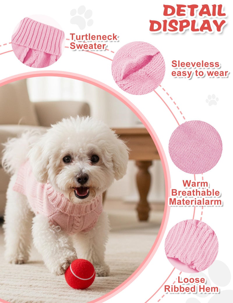 AURUZA Dog Sweaters for Small Medium Large Dogs Cats, Soft Warm Turtleneck Pullover Solid Cable Knit Fleece Stretch Pet Clothes,Classic Fuzzy Coat for Puppy Girl Boys for Fall Winter Cold Weather - Image 2