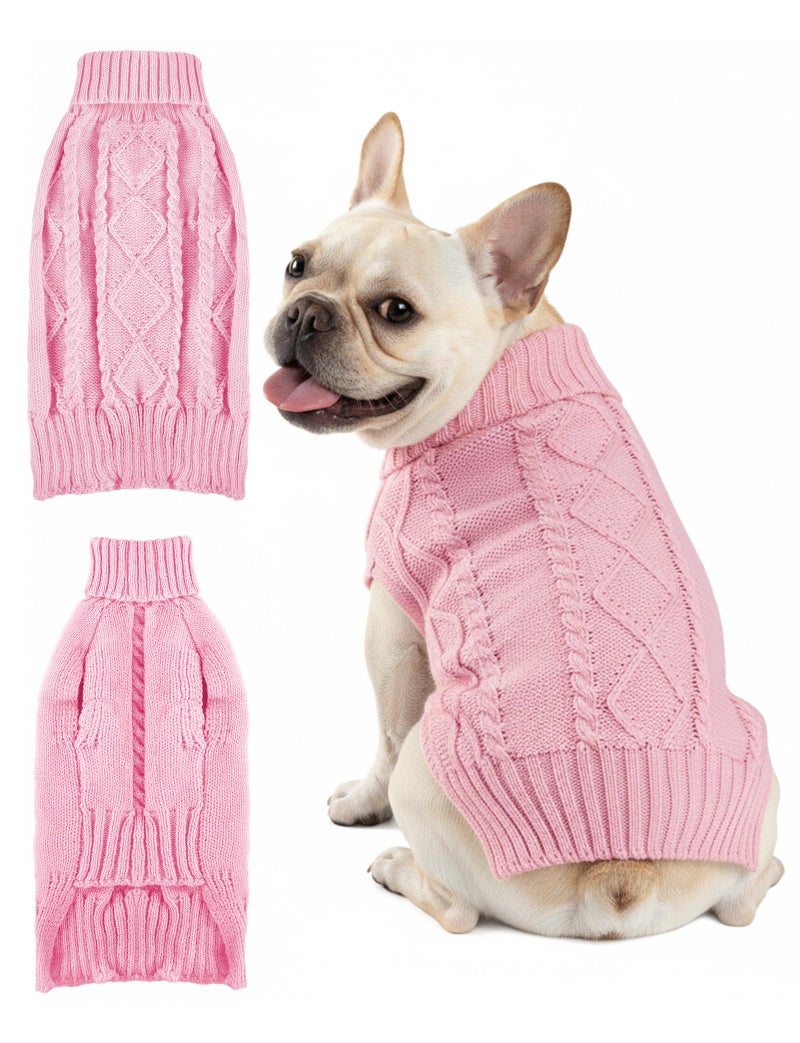 AURUZA Dog Sweaters for Small Medium Large Dogs Cats, Soft Warm Turtleneck Pullover Solid Cable Knit Fleece Stretch Pet Clothes,Classic Fuzzy Coat for Puppy Girl Boys for Fall Winter Cold Weather - Image 1