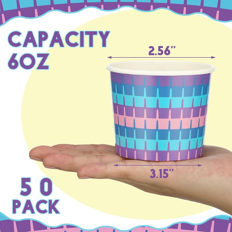 Suclain 50 Pcs Anime Theme Paper Snack Bowls 6 oz Disposable Dessert Ice Cream Bowls Cartoon Ice Cream Cups Disposable for Sundae Yogurt Soup Baby Shower Birthday Party Supplies(Classic) - Image 3