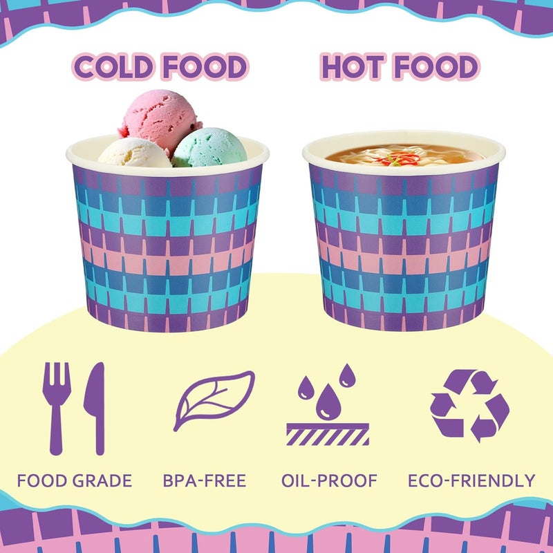 Suclain 50 Pcs Anime Theme Paper Snack Bowls 6 oz Disposable Dessert Ice Cream Bowls Cartoon Ice Cream Cups Disposable for Sundae Yogurt Soup Baby Shower Birthday Party Supplies(Classic) - Image 2