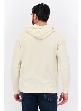 French Connection Men Hooded Textured Long Sleeves Sweatshirt, Beige  - Image 3
