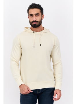 French Connection Men Hooded Textured Long Sleeves Sweatshirt, Beige  - Image 1