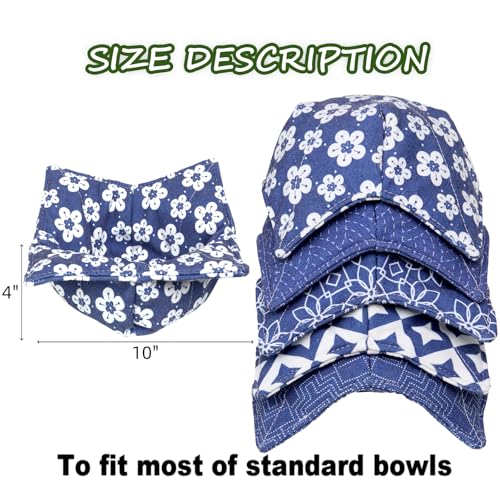 ROGITU Cotton Microwavable Bowl Cozy, Microwave-Safe Hot Bowl Holders, Soup bowl Cozy Hot Pads (Blue Series) - Image 2