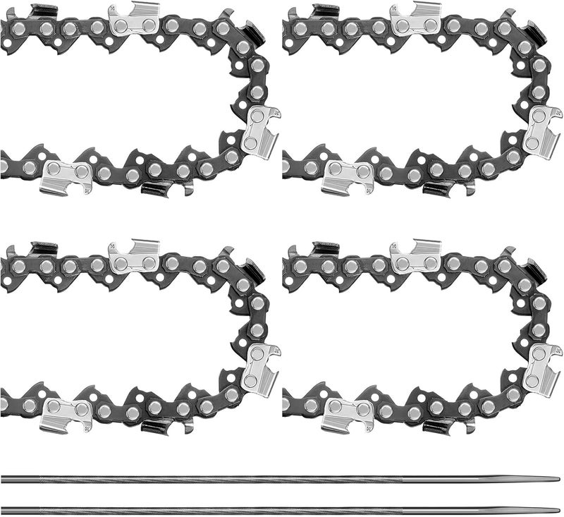 Tondiamo 4 Pcs 20 Inch Chainsaw Chain 0325 Pitch 050 Inch Gauge 76 Drive Links with 2 Sharpening Files Heavy Duty Carbon Steel Chains Fit Most Major Chainsaw Brands - Image 1