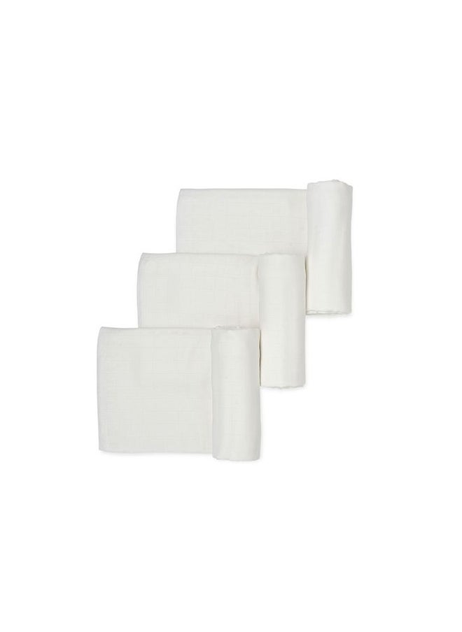 Anvi Baby Set of 3 Organic Bamboo Swaddle-	White Mist  - Image 1