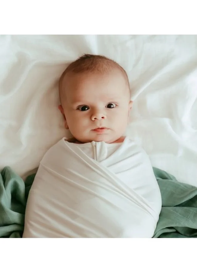 Anvi Baby Set of 3 Organic Bamboo Swaddle-	White Mist