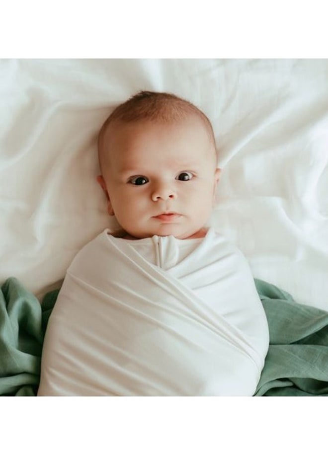 Anvi Baby Set of 3 Organic Bamboo Swaddle-	White Mist  - Image 4