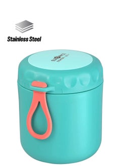 Insulated Lunch Container Hot Food Jar, Vacuum Insulated Stainless Steel Lunch Thermo Leakproof Stackable Bento Box Container for School Office Picnic Travel Outdoors (430ml Green)