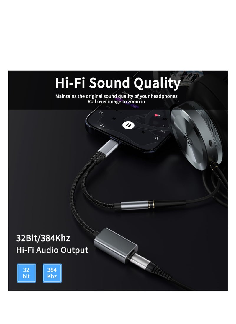 Generic - USB C to 3.5mm Audio Adapter with Charging, 3-in-1 USB C Earphone Jack Splitter with PD Fast Charging for iPhone 15/15 Pro, Galaxy S24/S23/S22/S21, Google Pixel 8/7/6. - Image 1