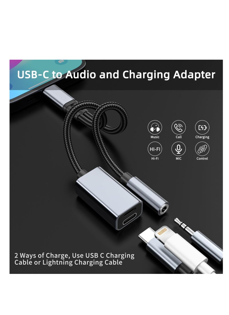 Generic - USB C to 3.5mm Audio Adapter with Charging, 3-in-1 USB C Earphone Jack Splitter with PD Fast Charging for iPhone 15/15 Pro, Galaxy S24/S23/S22/S21, Google Pixel 8/7/6. - Image 1