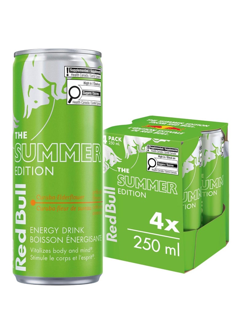 Red Bull Red Bull Green Edition Energy Drink, Curuba Elderflower, with 114mg Caffeine plus Taurine & B Vitamins, 12 Fl Oz, Pack of 4 Cans  - Image 1