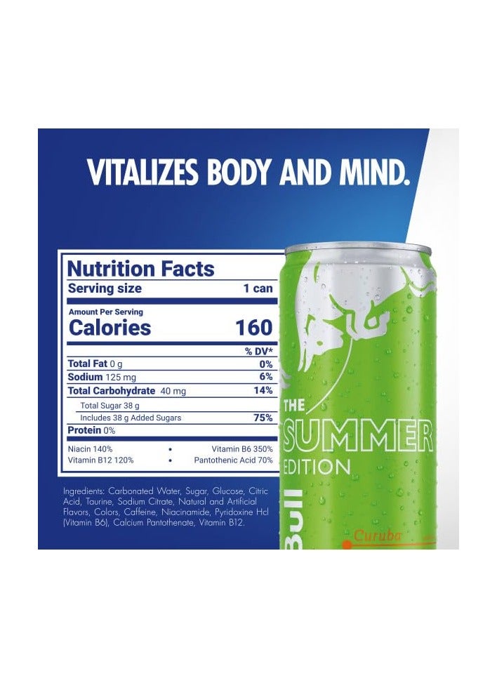 Red Bull Red Bull Green Edition Energy Drink, Curuba Elderflower, with 114mg Caffeine plus Taurine & B Vitamins, 12 Fl Oz, Pack of 4 Cans  - Image 4