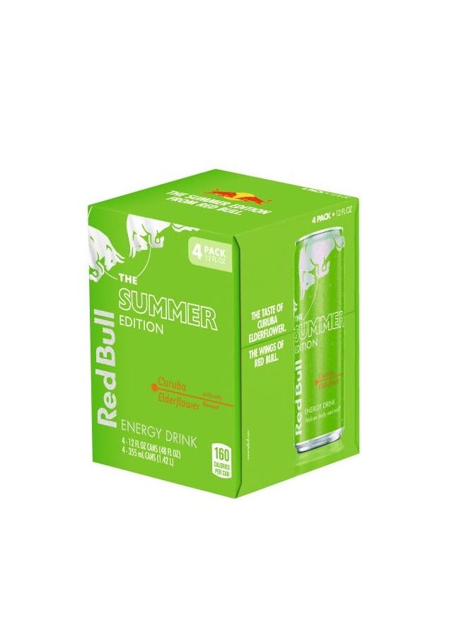 Red Bull Red Bull Green Edition Energy Drink, Curuba Elderflower, with 114mg Caffeine plus Taurine & B Vitamins, 12 Fl Oz, Pack of 4 Cans  - Image 3