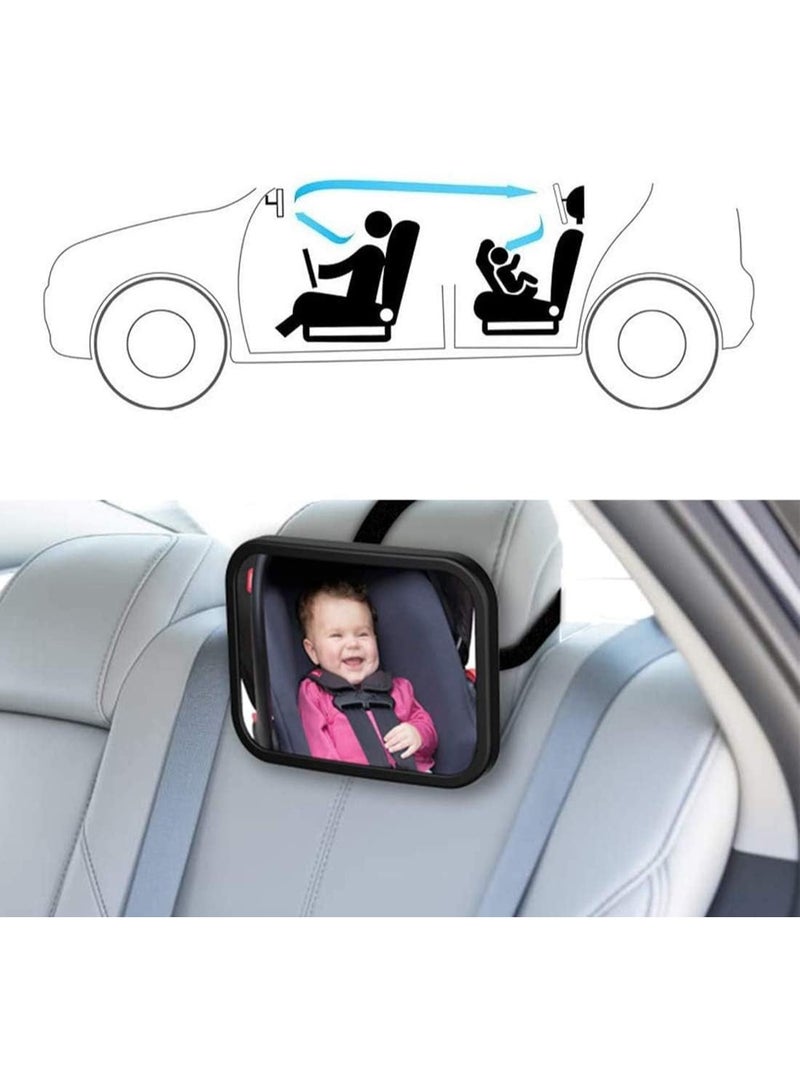 Chabeia Car Backseat Safety Mirror, Peace of Mind to Keep An Eye on Baby in A Rear Facing Child Seat Premium Black Frame Car Rear View Baby Car Seat Mirror for Baby Back Seat Child Seats - Image 2