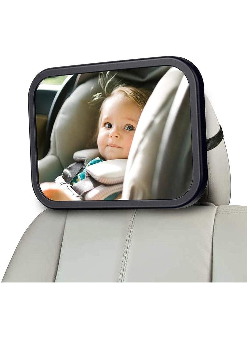 Chabeia Car Backseat Safety Mirror, Peace of Mind to Keep An Eye on Baby in A Rear Facing Child Seat Premium Black Frame Car Rear View Baby Car Seat Mirror for Baby Back Seat Child Seats - Image 1