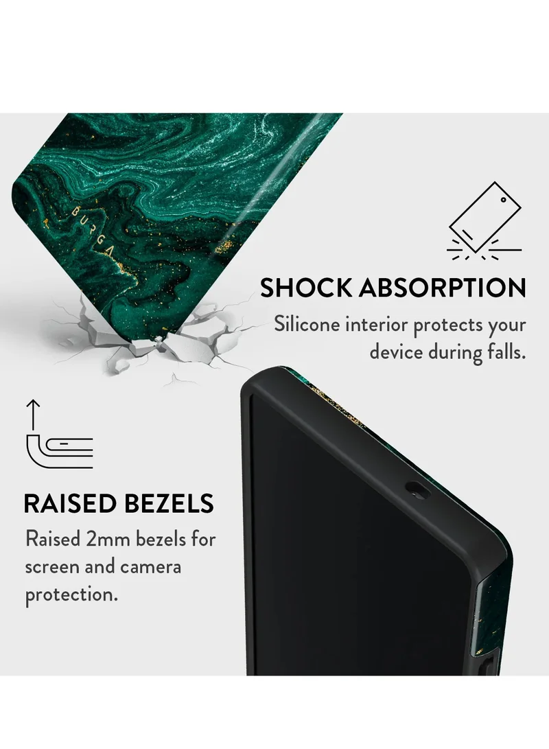 BURGA BURGA Phone Case Compatible with Samsung Galaxy S25 Ultra Mobile Phone Case Hybrid 2 Layer Hard Shell Silicone Protective Case Emerald Pool Scratch Resistant Shockproof Cover