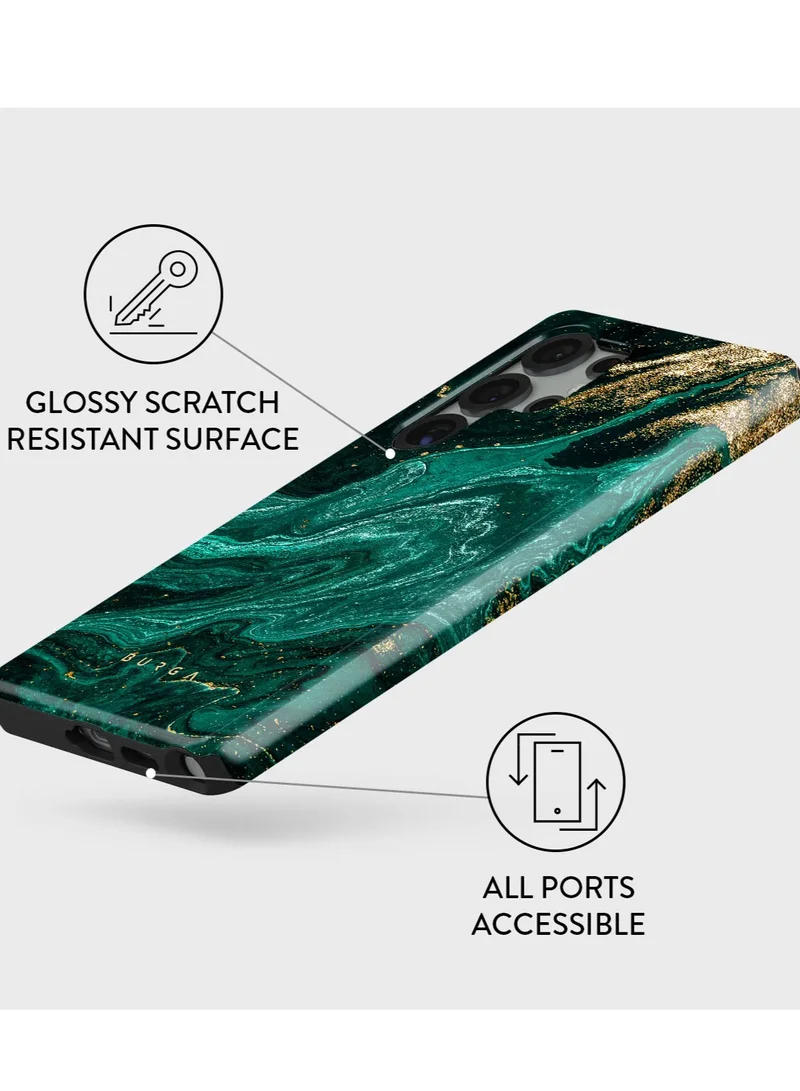 BURGA BURGA Phone Case Compatible with Samsung Galaxy S25 Ultra Mobile Phone Case Hybrid 2 Layer Hard Shell Silicone Protective Case Emerald Pool Scratch Resistant Shockproof Cover