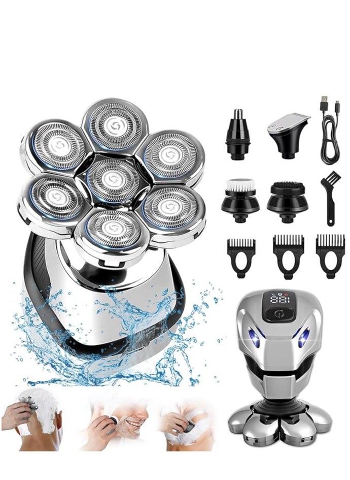 Generic Electric Shaver for Men 7 Floating Heads Beard Razor Hair Clipper Facial Cleaner Massager Nose Trimmer Fully Washable USB Rechargeable  - Image 1