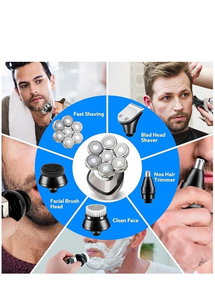 Generic Electric Shaver for Men 7 Floating Heads Beard Razor Hair Clipper Facial Cleaner Massager Nose Trimmer Fully Washable USB Rechargeable  - Image 3