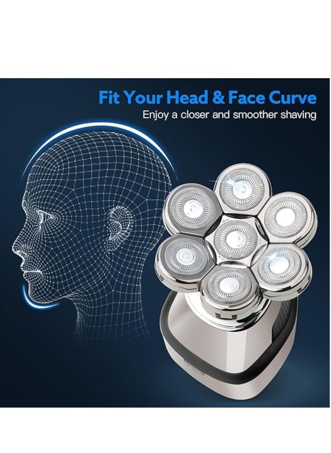 Generic Electric Shaver for Men 7 Floating Heads Beard Razor Hair Clipper Facial Cleaner Massager Nose Trimmer Fully Washable USB Rechargeable  - Image 5
