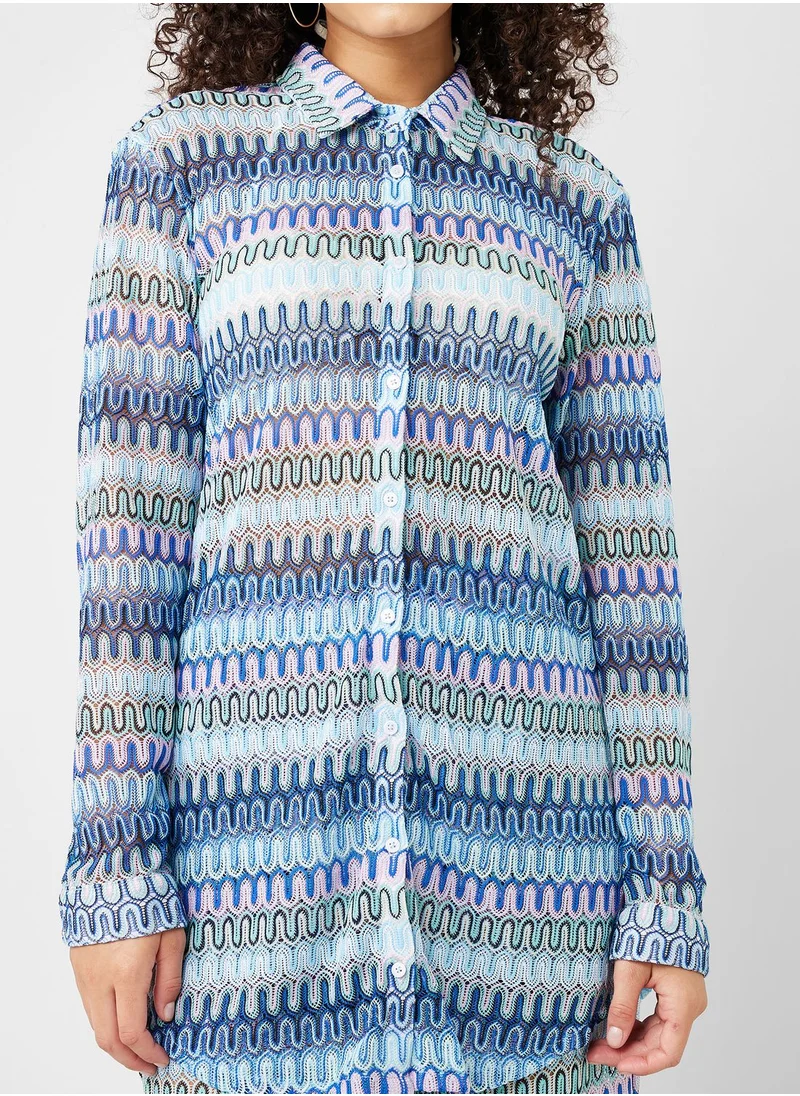 SOUTH BEACH Printed Button Down Shirt