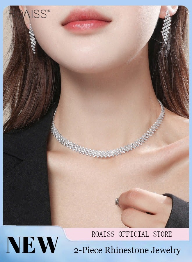 2-Piece Set Women's Jewelry Shiny Diamond Bridal Jewelry Exquisite Craftsmanship Banquet Jewelry Set