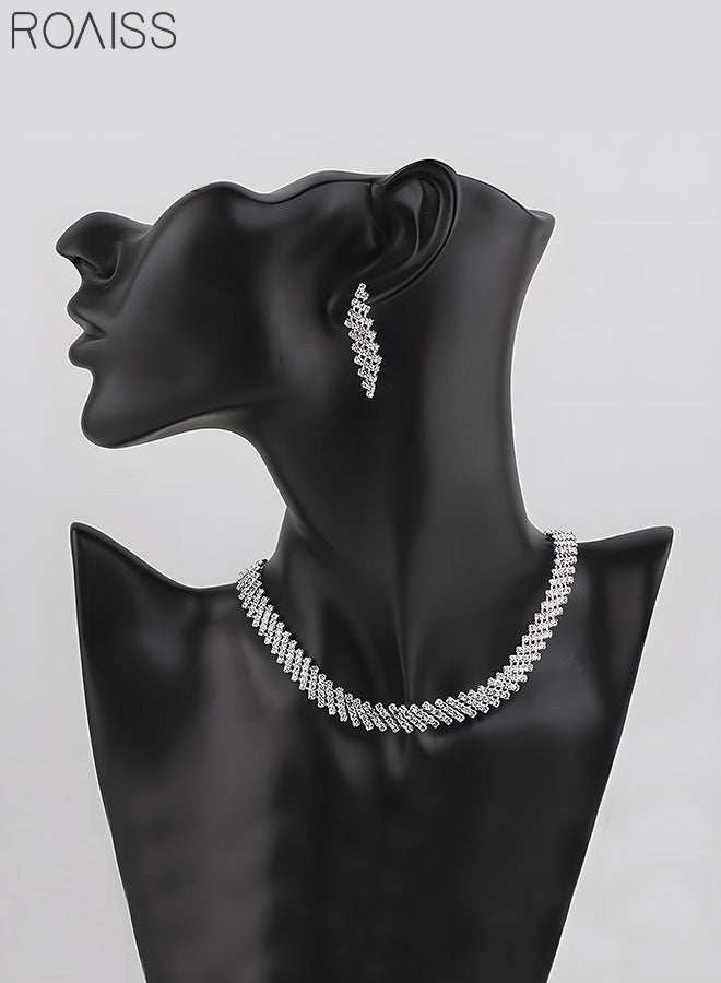 2-Piece Set Women's Jewelry Shiny Diamond Bridal Jewelry Exquisite Craftsmanship Banquet Jewelry Set
