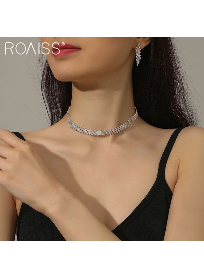 2-Piece Set Women's Jewelry Shiny Diamond Bridal Jewelry Exquisite Craftsmanship Banquet Jewelry Set