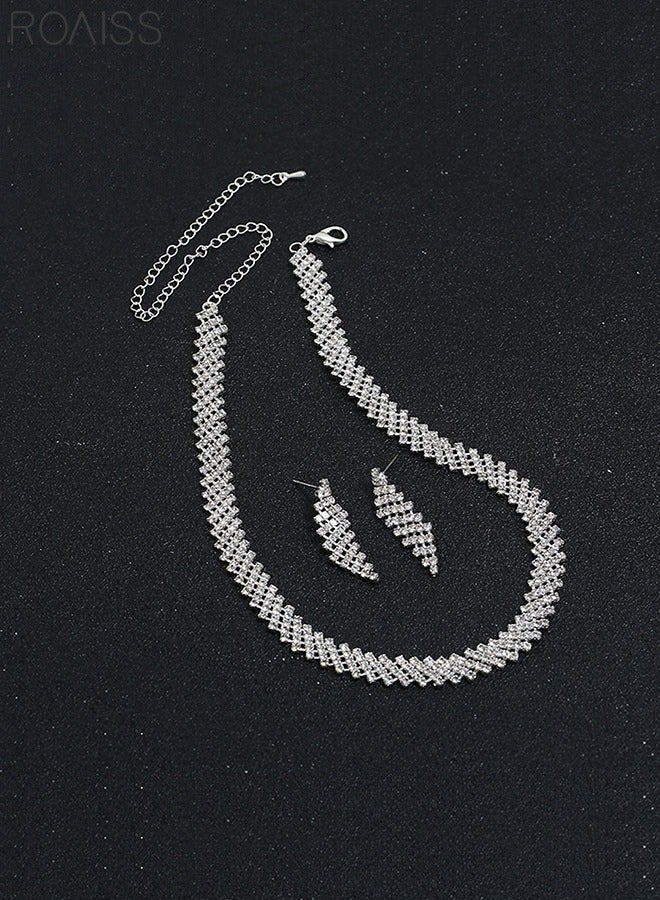 2-Piece Set Women's Jewelry Shiny Diamond Bridal Jewelry Exquisite Craftsmanship Banquet Jewelry Set