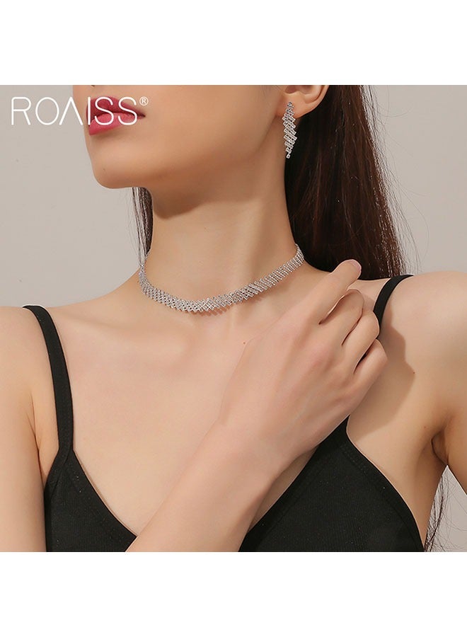 2-Piece Set Women's Jewelry Shiny Diamond Bridal Jewelry Exquisite Craftsmanship Banquet Jewelry Set