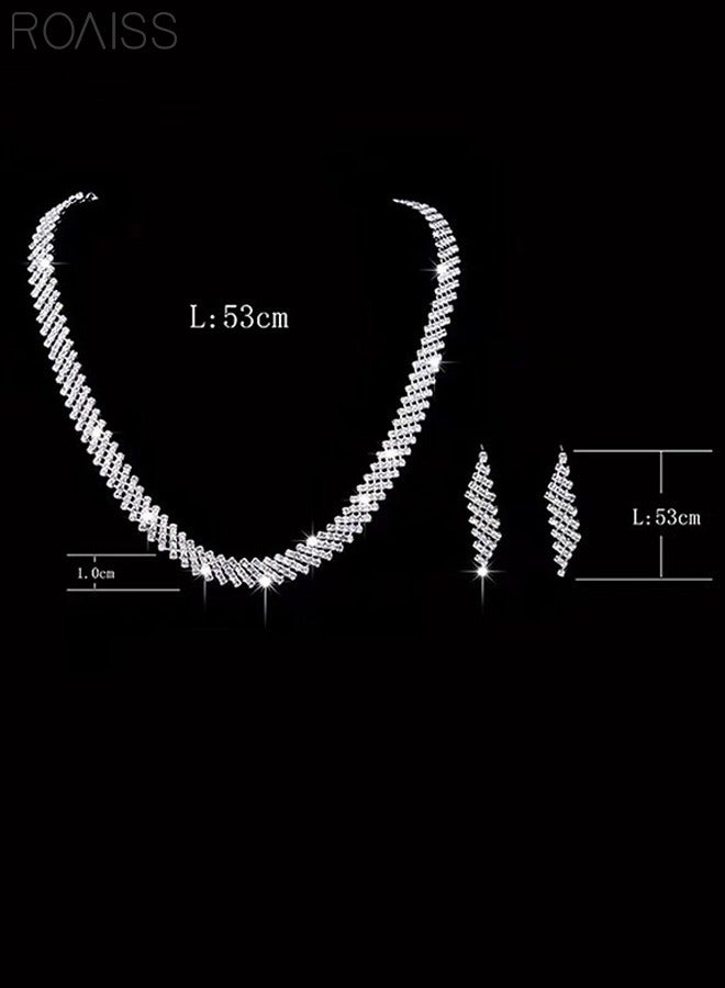 2-Piece Set Women's Jewelry Shiny Diamond Bridal Jewelry Exquisite Craftsmanship Banquet Jewelry Set