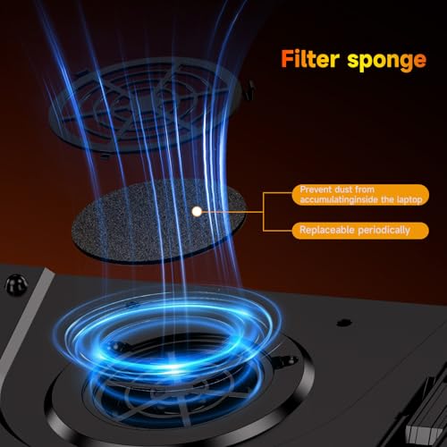 IETS GT300 Upgraded Laptop Cooling Pad with Adjustable Stand, Turbo Boosted Cooler for Rapid Cooling 10-17inch Gaming Laptop, Flexible Sealing Ring，Featuring Air Filtration and USB Hub - Image 5