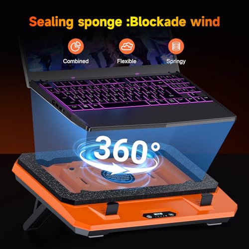 IETS GT300 Upgraded Laptop Cooling Pad with Adjustable Stand, Turbo Boosted Cooler for Rapid Cooling 10-17inch Gaming Laptop, Flexible Sealing Ring，Featuring Air Filtration and USB Hub - Image 3