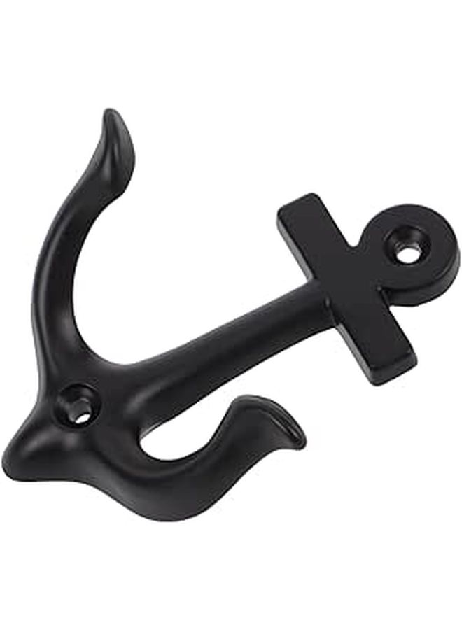 Vintage Metal Anchor Wall Hook Rustic Industrial Coat Hat Hanger Heavy Duty Black Steel Wall Mounted Organizer - Image 1
