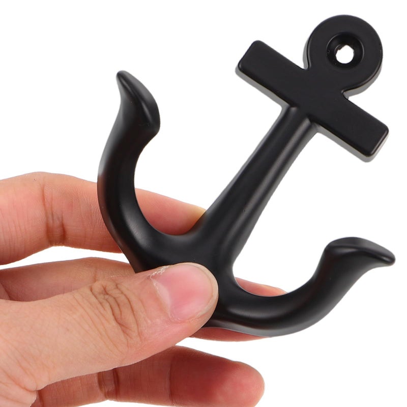Vintage Metal Anchor Wall Hook Rustic Industrial Coat Hat Hanger Heavy Duty Black Steel Wall Mounted Organizer - Image 5
