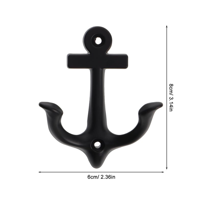 Vintage Metal Anchor Wall Hook Rustic Industrial Coat Hat Hanger Heavy Duty Black Steel Wall Mounted Organizer - Image 3