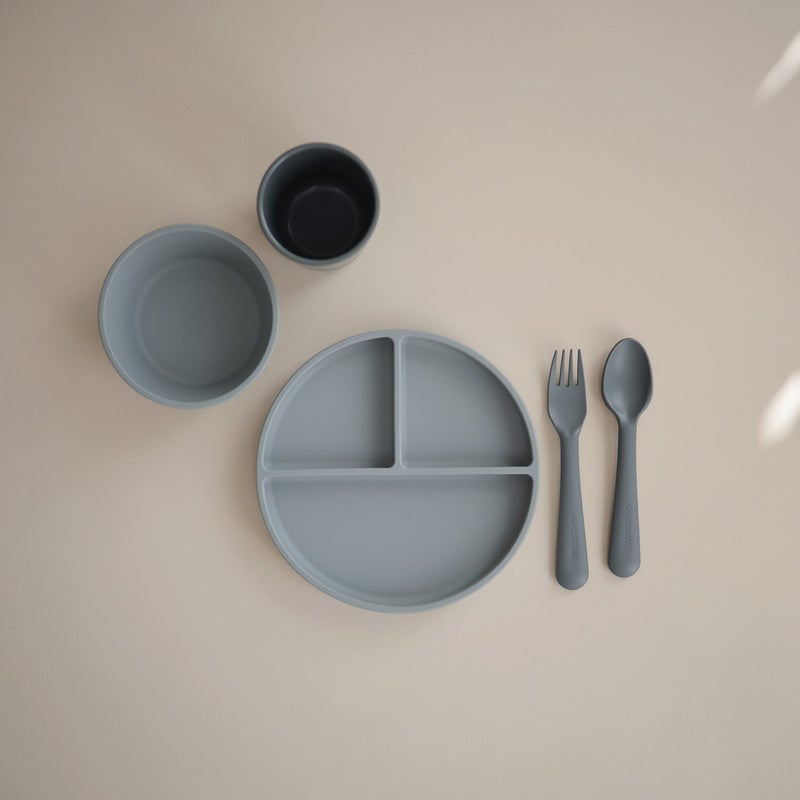 mushie Silicone Suction Plate | BPA-Free Non-Slip Design (Stone) - Image 4