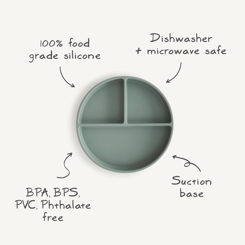 mushie Silicone Suction Plate | BPA-Free Non-Slip Design (Stone) - Image 3