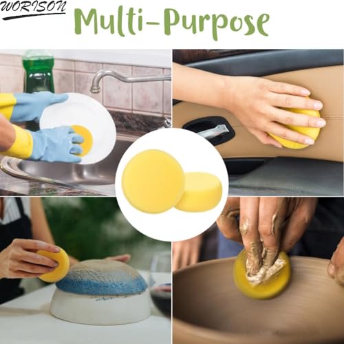 worison 12pc Round Synthetic Paint Sponges Set – Versatile Sponges for Painting, Crafts, Pottery, Cleaning, Staining, and DIY Art Projects - Image 4