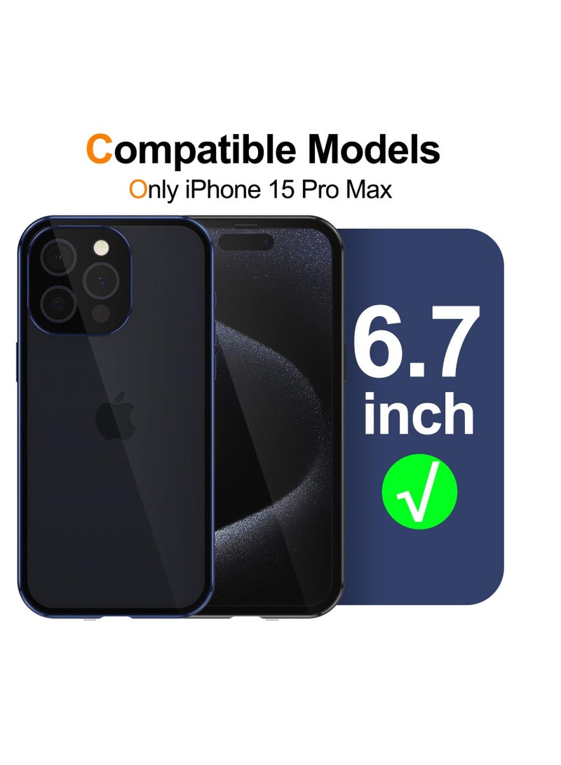 Excefore Privacy Case with iPhone 15 Pro Max, 360 Degree Front and Back Privacy Tempered Glass Cover, Anti Peep Magnetic, Magnetic Metal Bumper Anti Peep Cover for iPhone 15 Pro Max, Black - Image 2