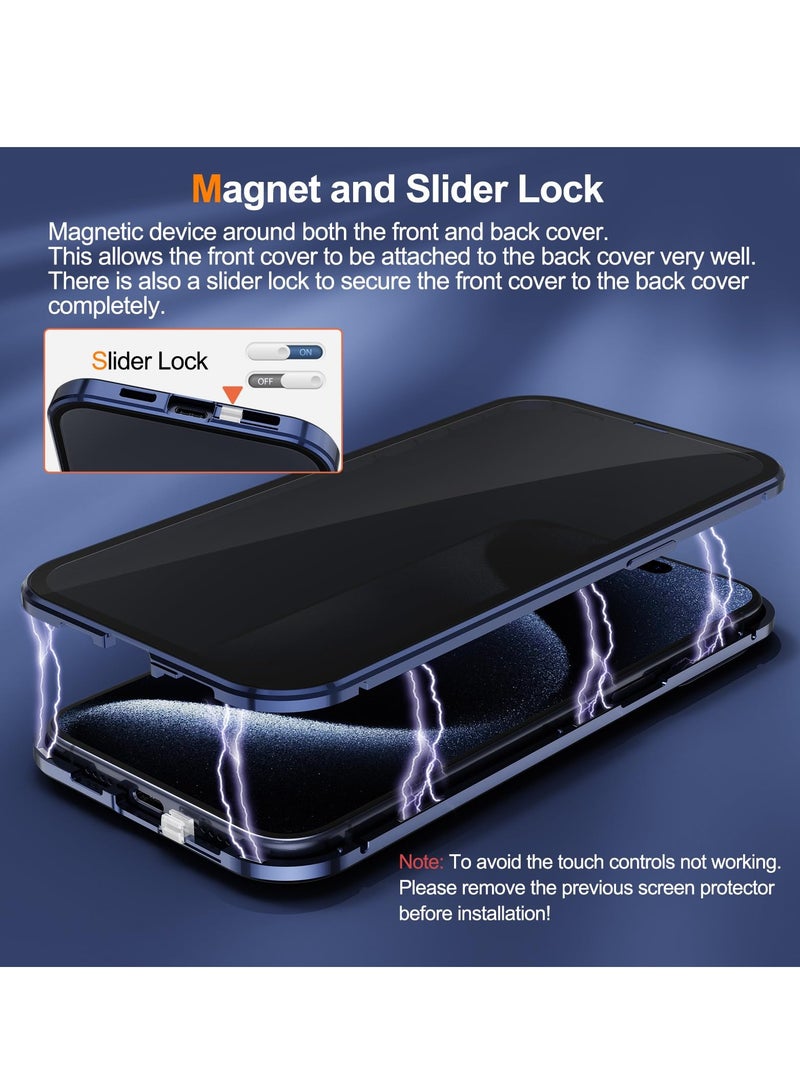 Excefore Privacy Case with iPhone 15 Pro Max, 360 Degree Front and Back Privacy Tempered Glass Cover, Anti Peep Magnetic, Magnetic Metal Bumper Anti Peep Cover for iPhone 15 Pro Max, Black - Image 5