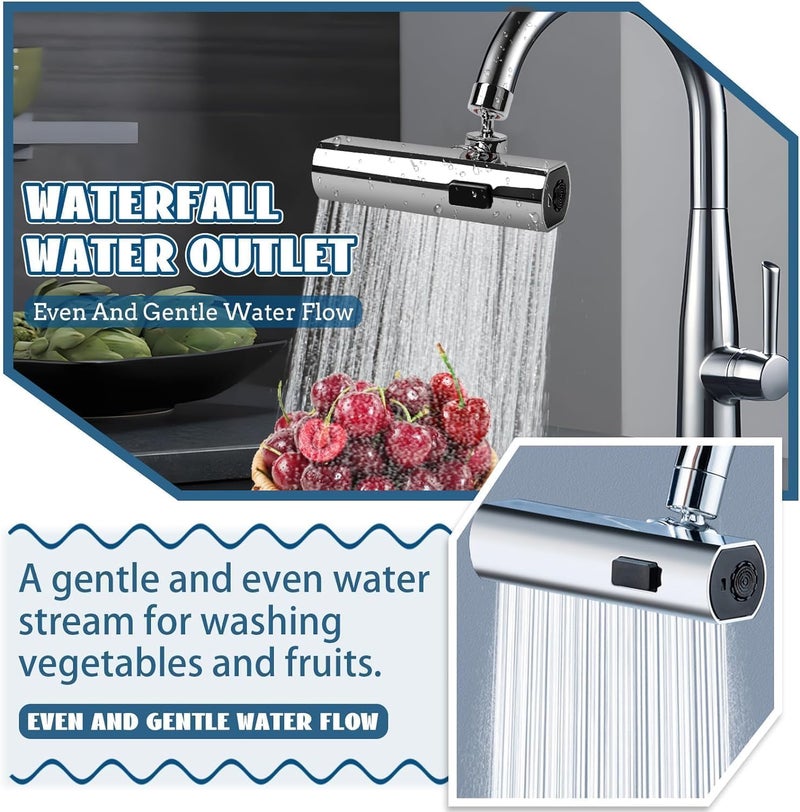 Bletilla Sink Waterfall Faucet Sprayer Attachment 360 Rotatable Waterfall Kitchen Tap Head Replacement AntiSplash Faucet Nozzle Head with Hose and Universal Connector - Image 4