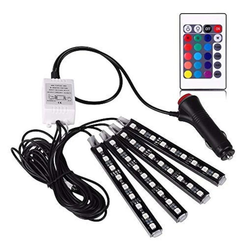 Car RGB LED Strip Light 4pcs LED Strip Lights 16 Colors Car Styling Decorative Atmosphere Lamps Car Interior Light With Remote