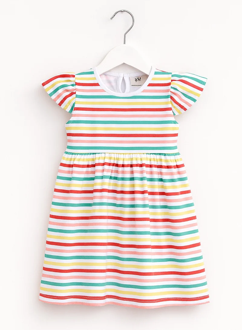 victor and jane Girls Pack of 2- Striped Flutter Sleeve Dress - Multipack