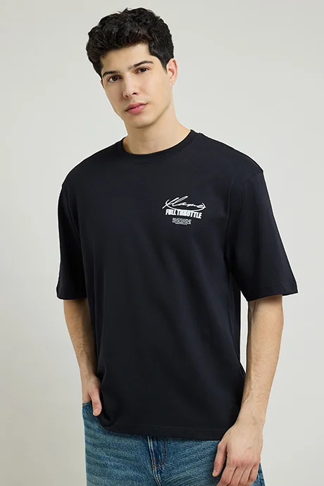 R&B Printed T-Shirt with Crew Neck and Short Sleeves