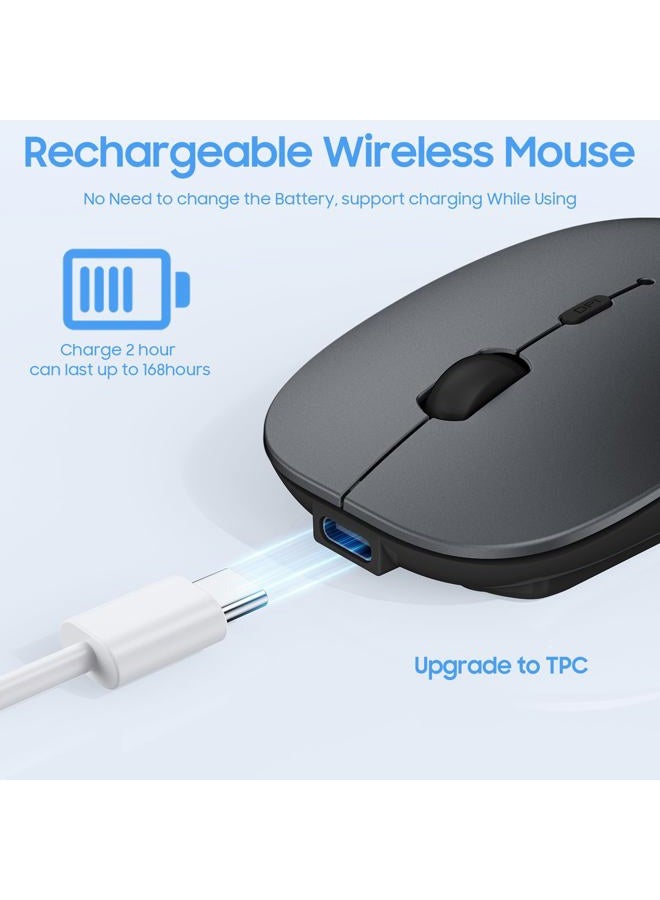Sungi Bluetooth Mouse,Wireless Slim Silent Mouse Jiggler Rechargable Mouse for iPad/MacBook/Tablet/PC/iPhone/Cellphone,Gray - Image 4