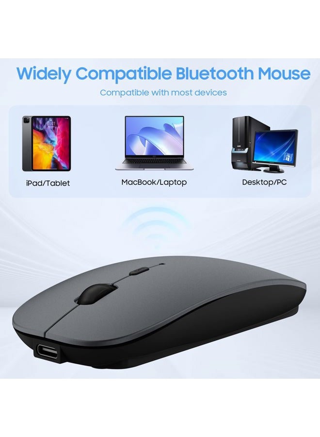 Sungi Bluetooth Mouse,Wireless Slim Silent Mouse Jiggler Rechargable Mouse for iPad/MacBook/Tablet/PC/iPhone/Cellphone,Gray - Image 5