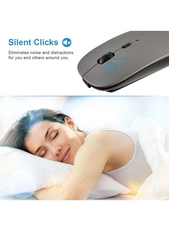 Sungi Bluetooth Mouse,Wireless Slim Silent Mouse Jiggler Rechargable Mouse for iPad/MacBook/Tablet/PC/iPhone/Cellphone,Gray - Image 2