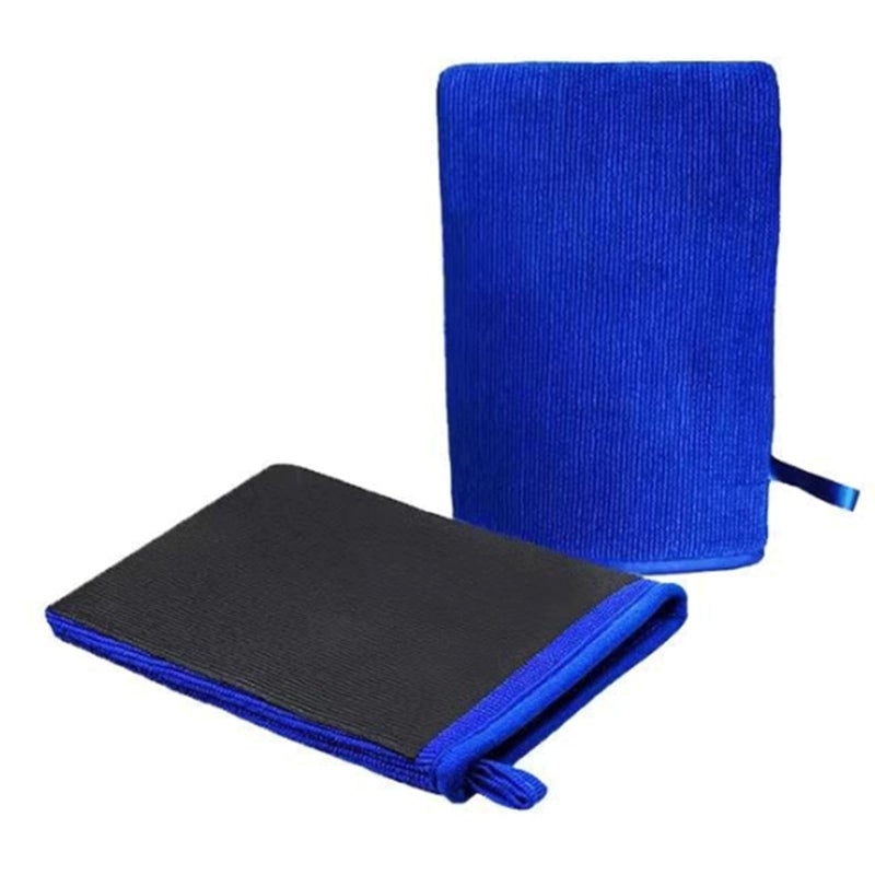 Car Clay Mitt: 2pcs Blue, Reusable Design, Ergonomic Snug Fit - Safe Multi-Surface Application, Microfiber Clay Mitt for Auto Detailing And Paint Decontamination - Image 1