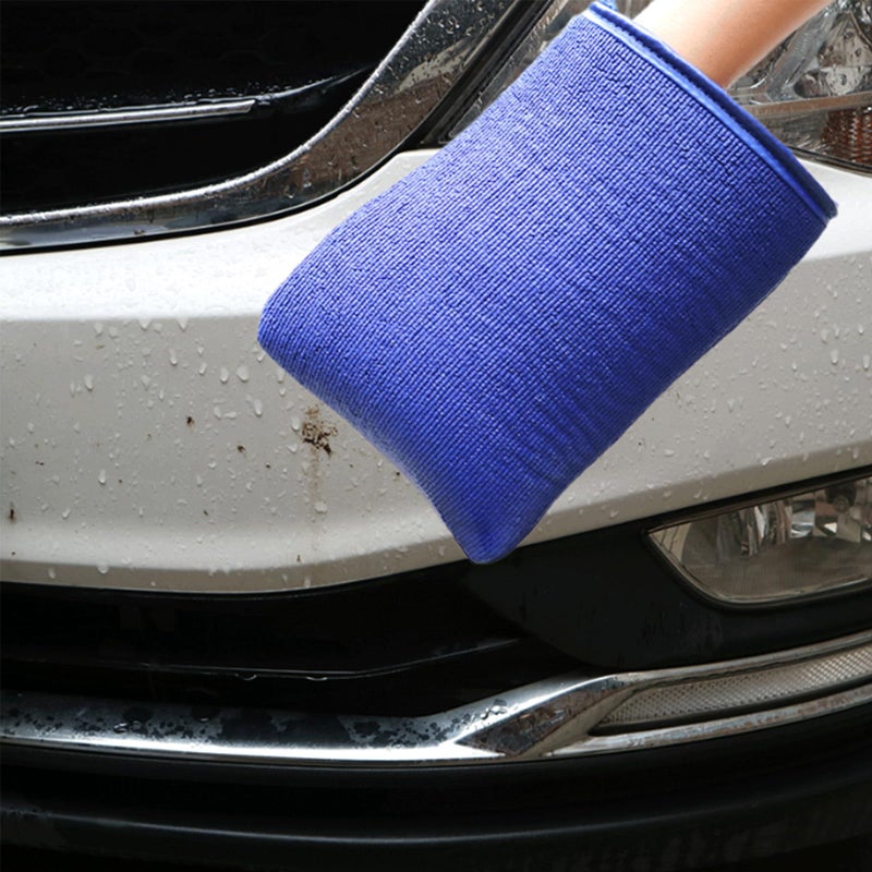 Car Clay Mitt: 2pcs Blue, Reusable Design, Ergonomic Snug Fit - Safe Multi-Surface Application, Microfiber Clay Mitt for Auto Detailing And Paint Decontamination - Image 3